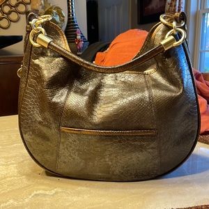 Brahmin Shoulder Bag - Brown with Grey Undertones Simple Skin Embossed
